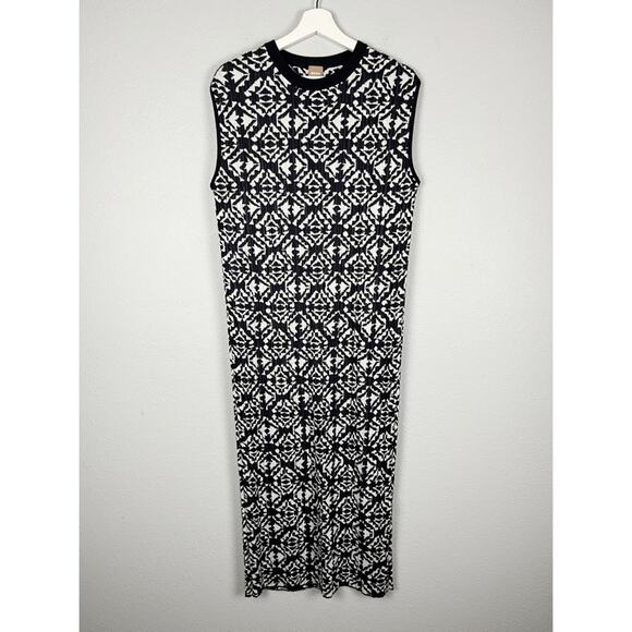 Hugo Boss Feyre's Geo Pattern Ribbed Sheath Dress in Midnight Fantasy - Picture 5 of 16